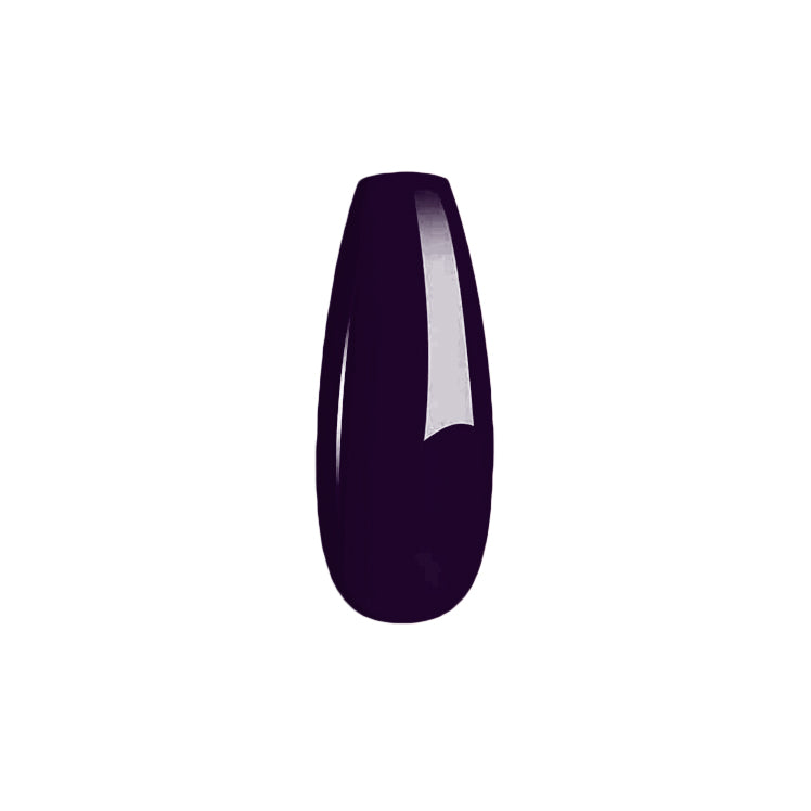 Deep purple glossy nail polish swatch with smooth, solid finish.