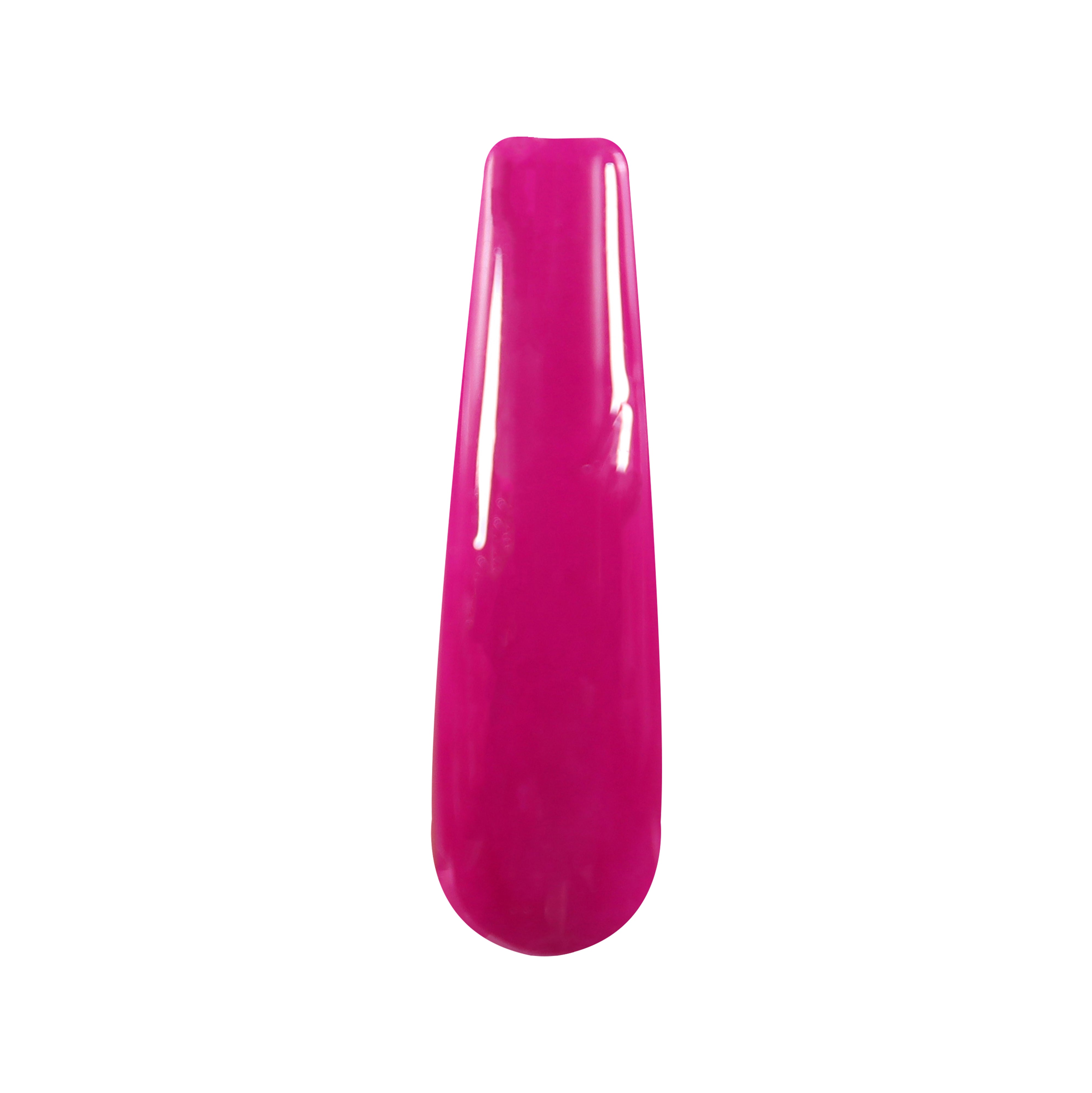Bright neon pink dip powder nail swatch with glossy finish.