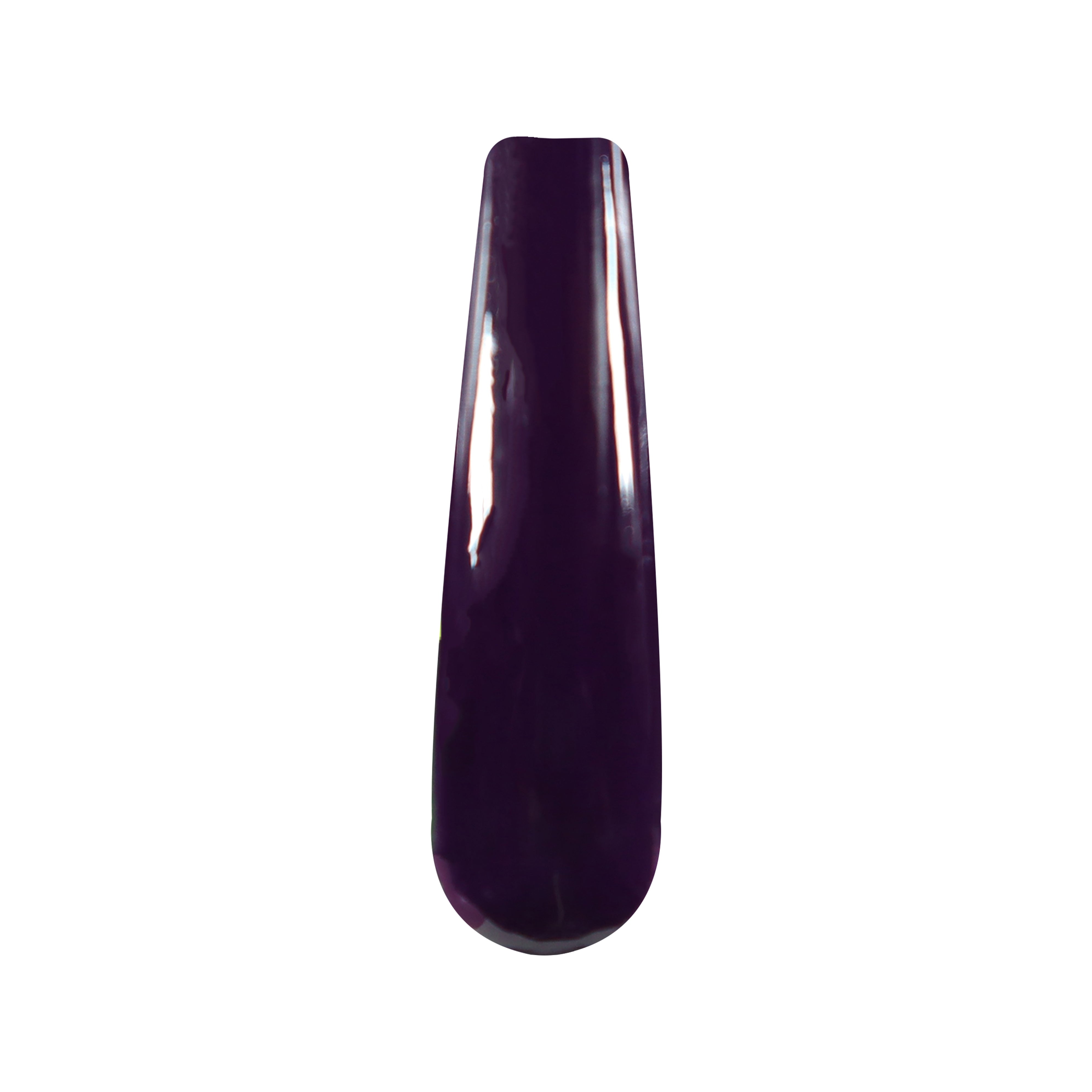 Deep purple glossy solid dip powder nail swatch on rounded tip display.