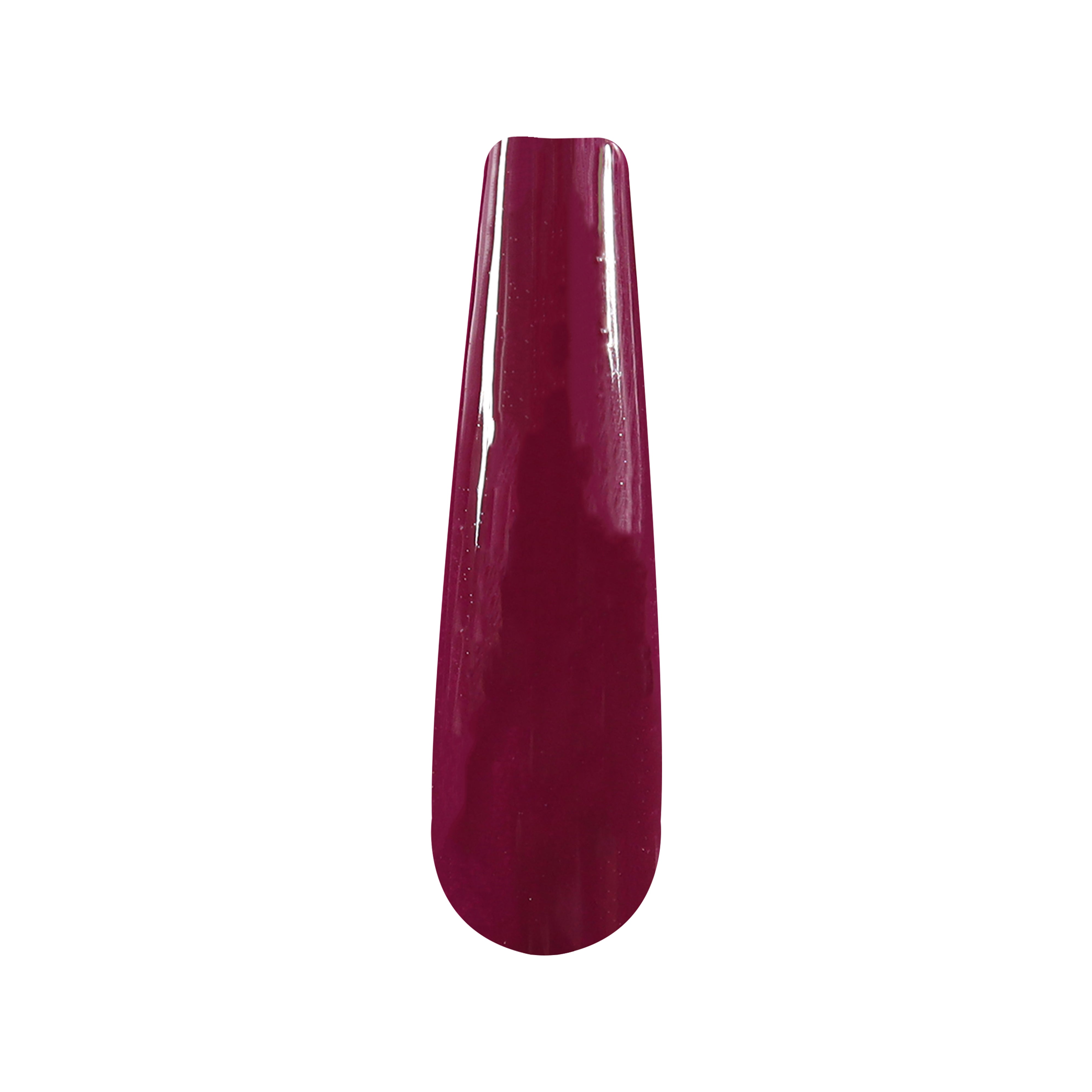 Deep wine red glossy nail dip powder swatch with smooth finish.