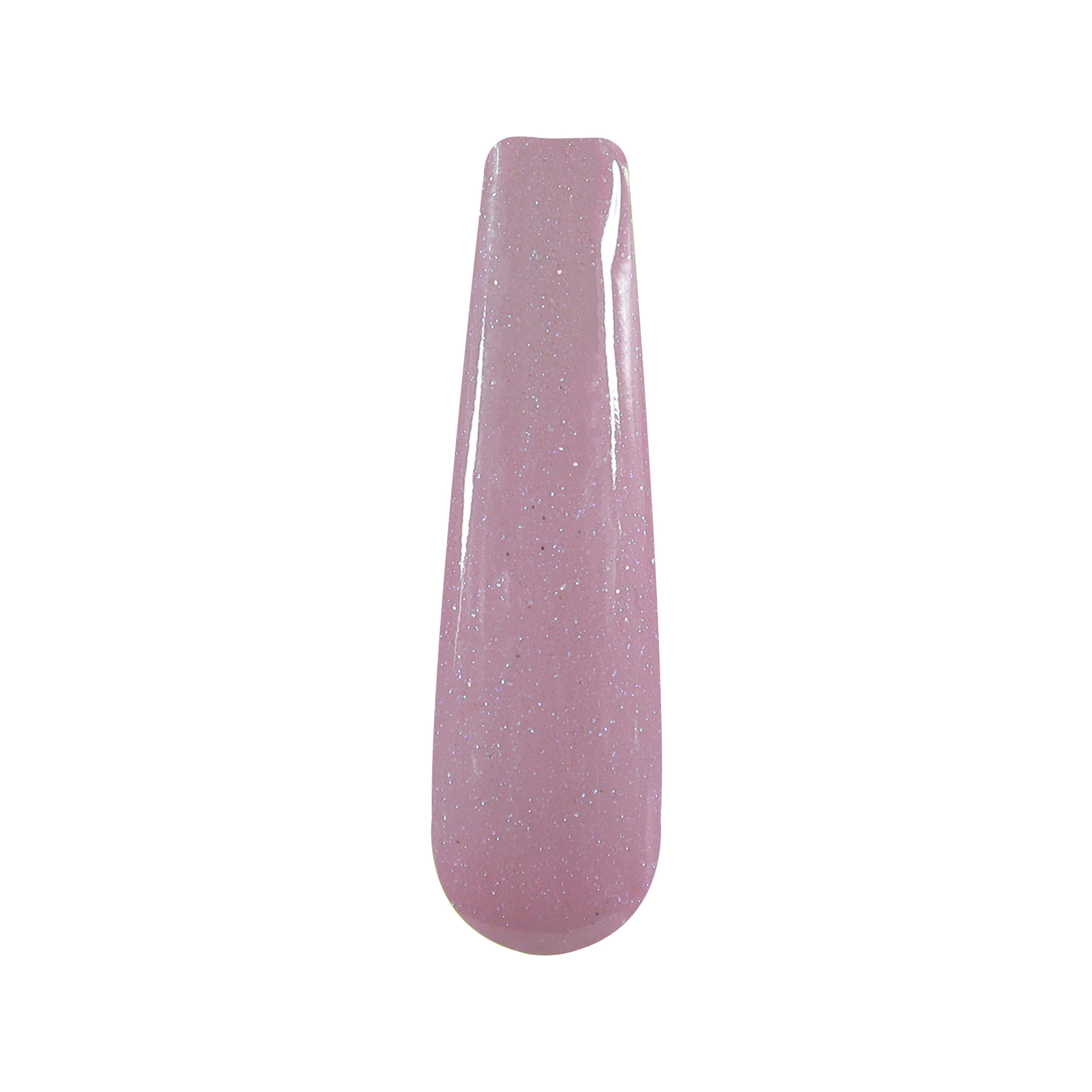 Light purple shimmer dip powder nail swatch with fine glitter and glossy finish.