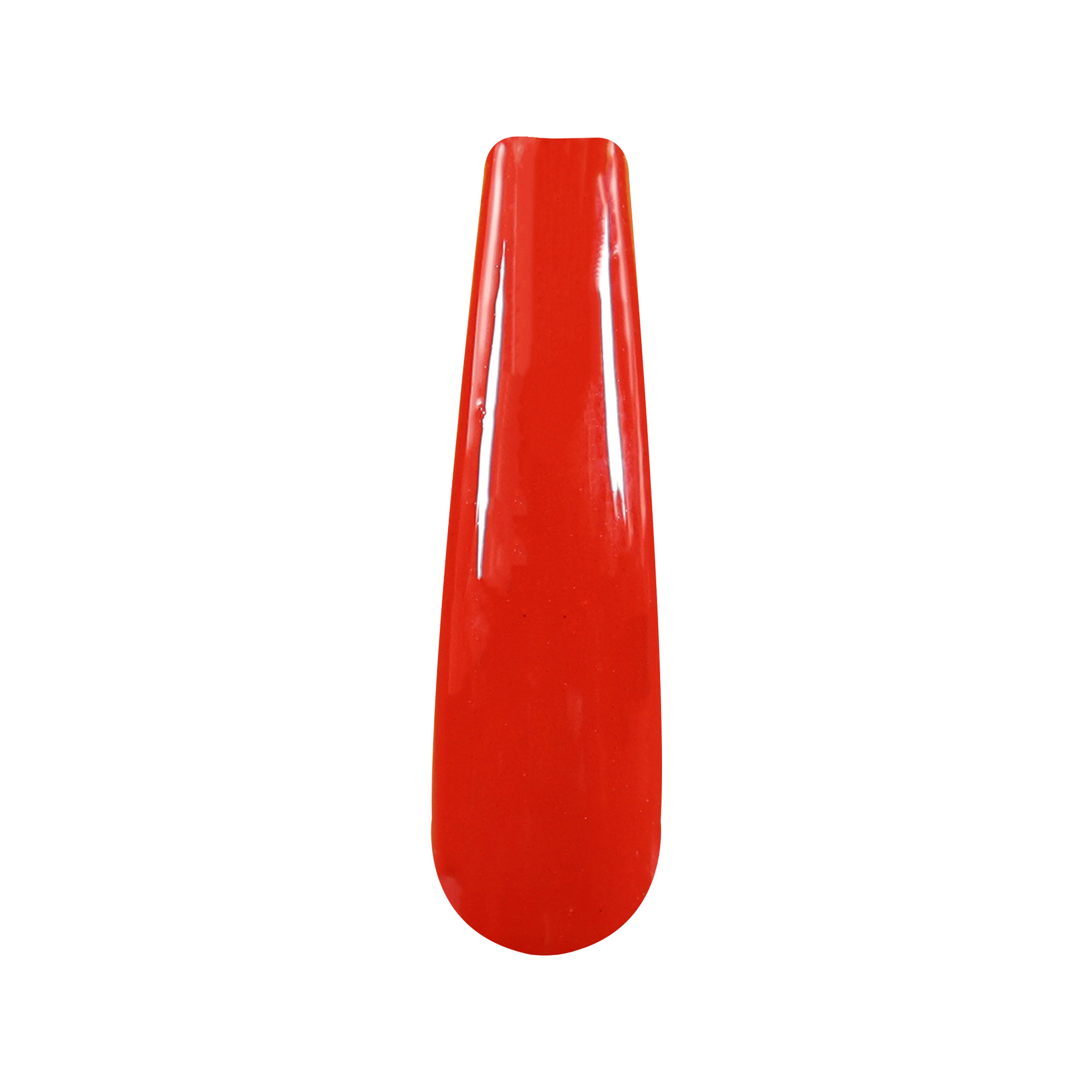 Bright red glossy nail polish swatch with smooth, even coverage.