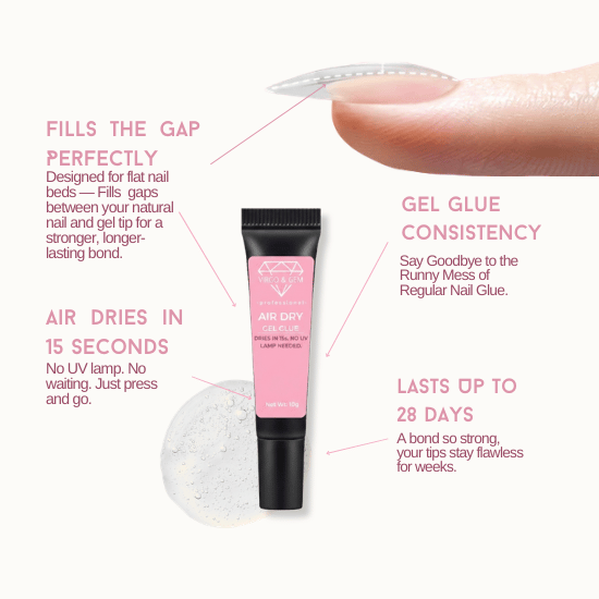 Air-Dry Gel Nail Glue - For Gel Tips and Gems