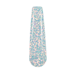 Iridescent white dip powder nail swatch with fine glitter shimmer.