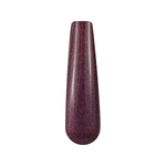 Rich burgundy dip powder with fine purple glitter shimmer on nail swatch stick.