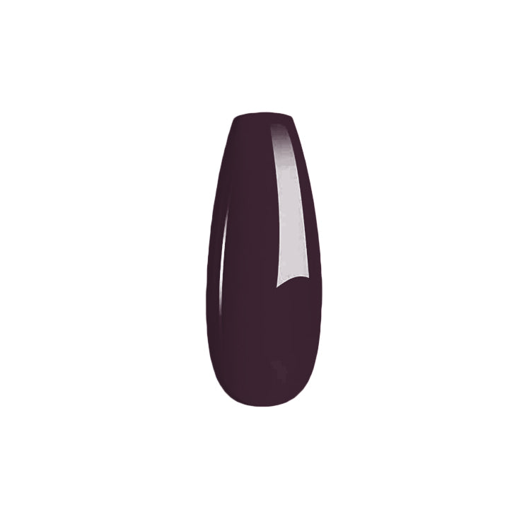 Deep wine purple dip powder nail swatch with glossy finish.