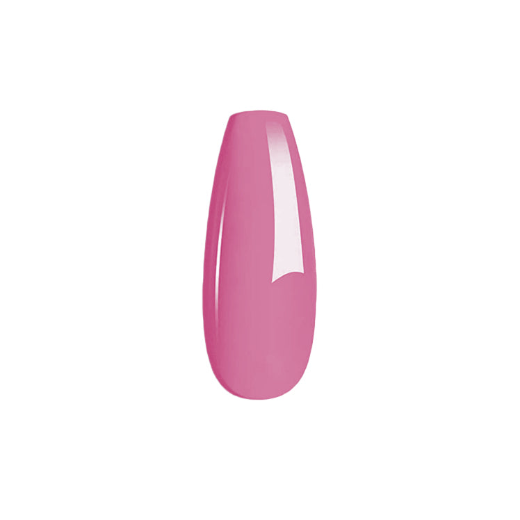 Glossy medium pink nail polish swatch with smooth, solid color finish.