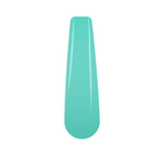 Teal solid dip powder nail swatch with glossy finish, labeled DP17 Tiffany.