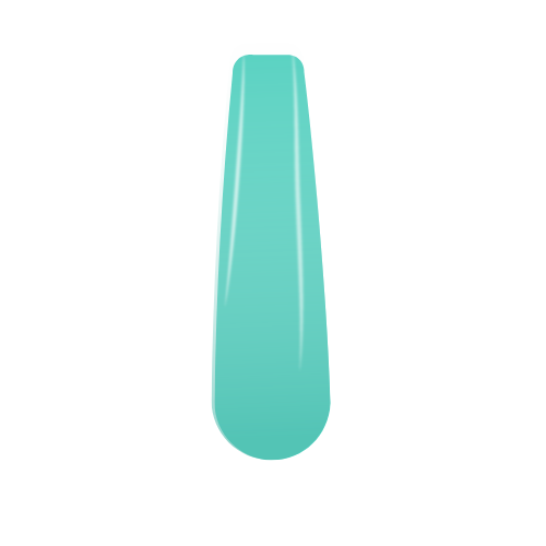 Teal solid dip powder nail swatch with glossy finish, labeled DP17 Tiffany.
