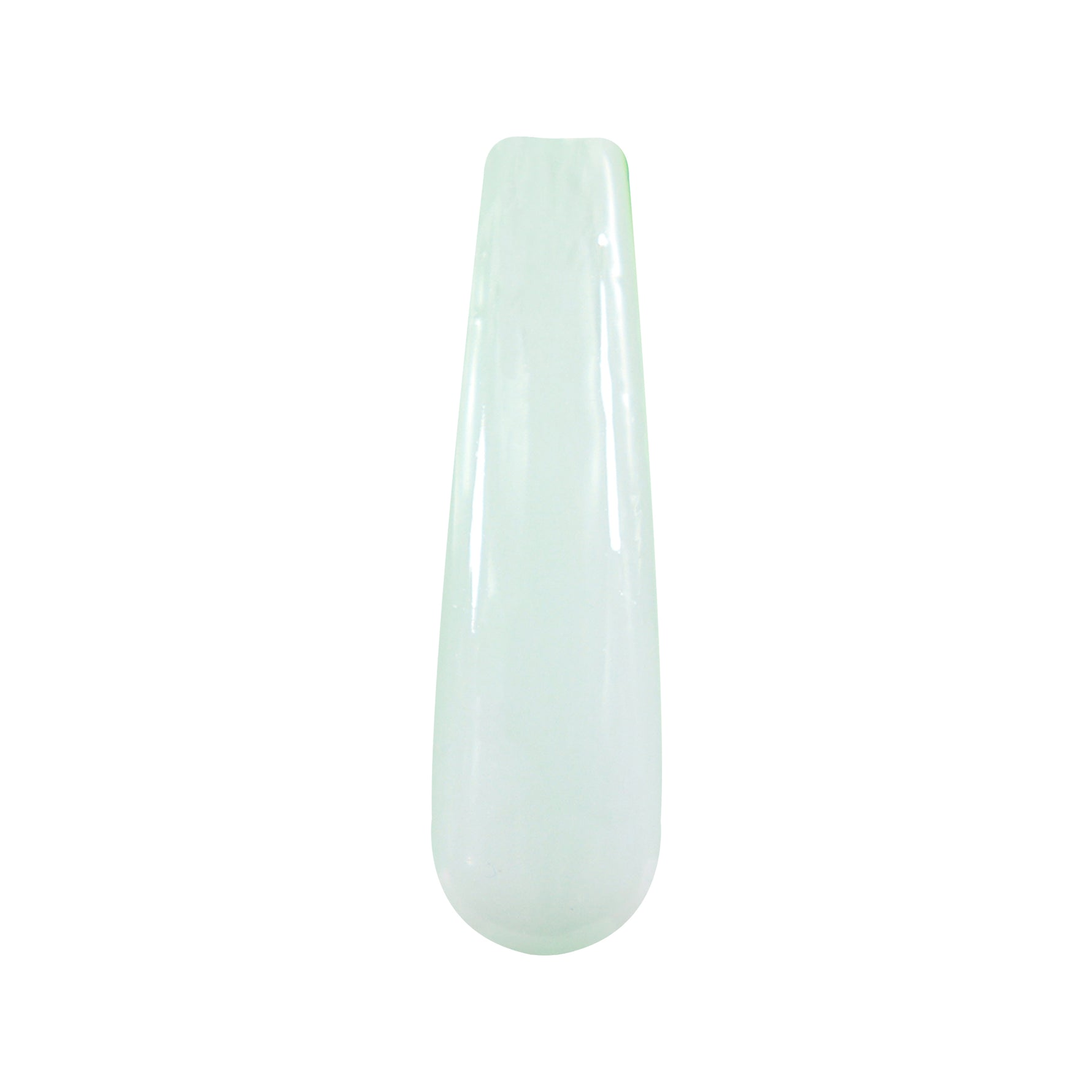 Sheer white French tip dip powder nail swatch in glossy finish.