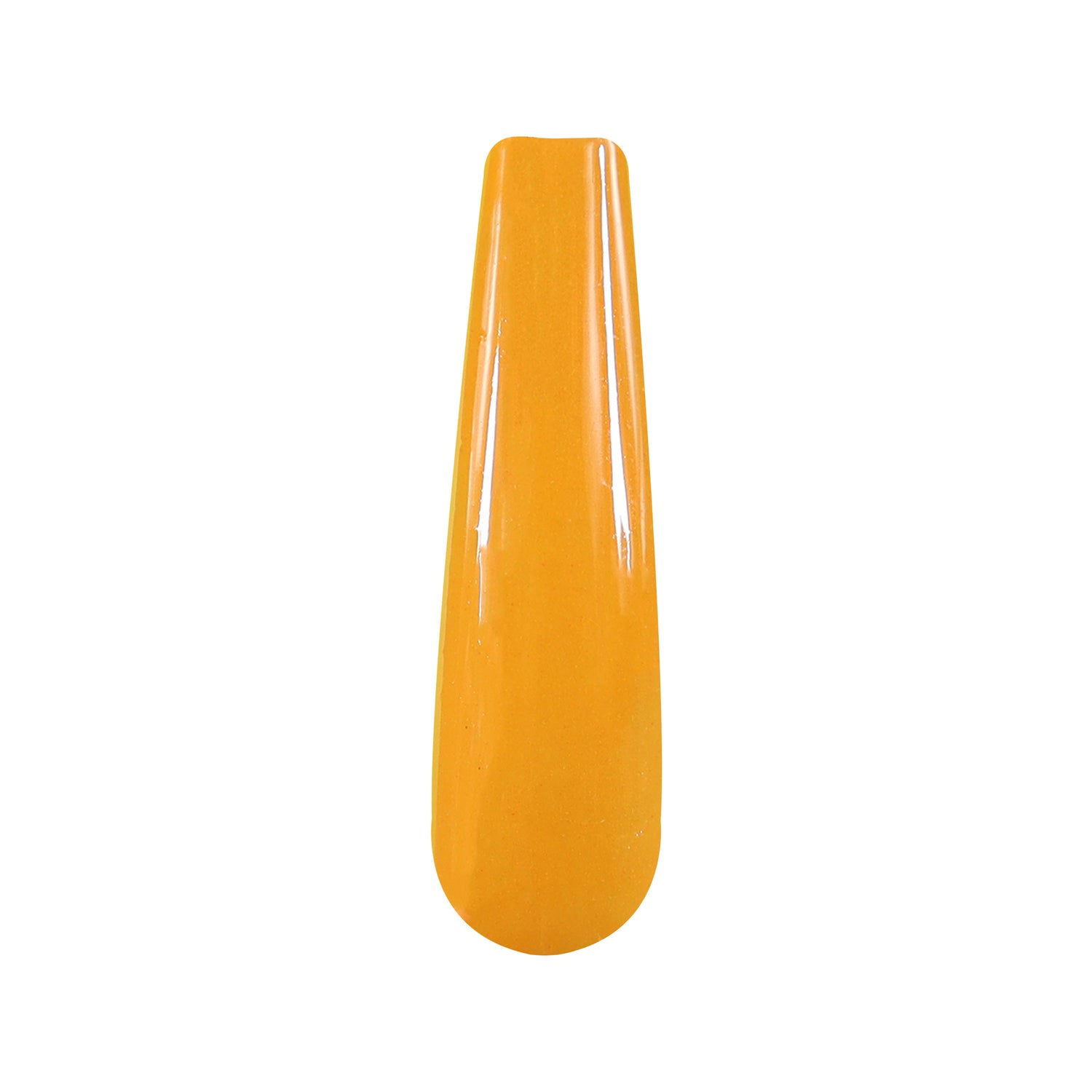 Bright solid orange nail dip powder swatch with glossy finish.