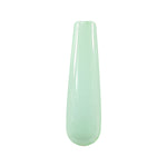 Glossy mint green dip powder swatch on clear plastic nail display stick.