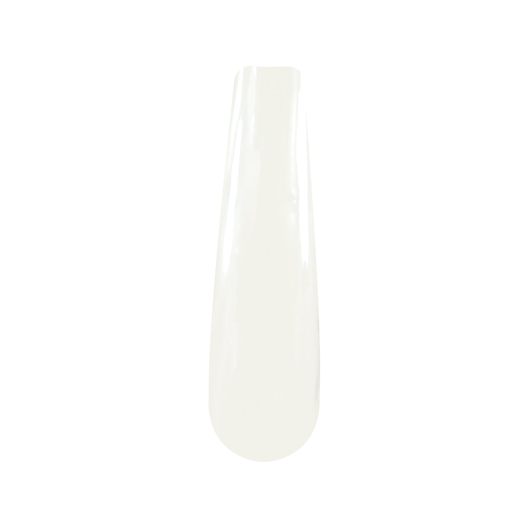 Glossy clear nail dip powder swatch on a rounded nail tip display.