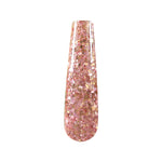 Pink and rose gold chunky glitter nail dip powder with a sparkling finish.