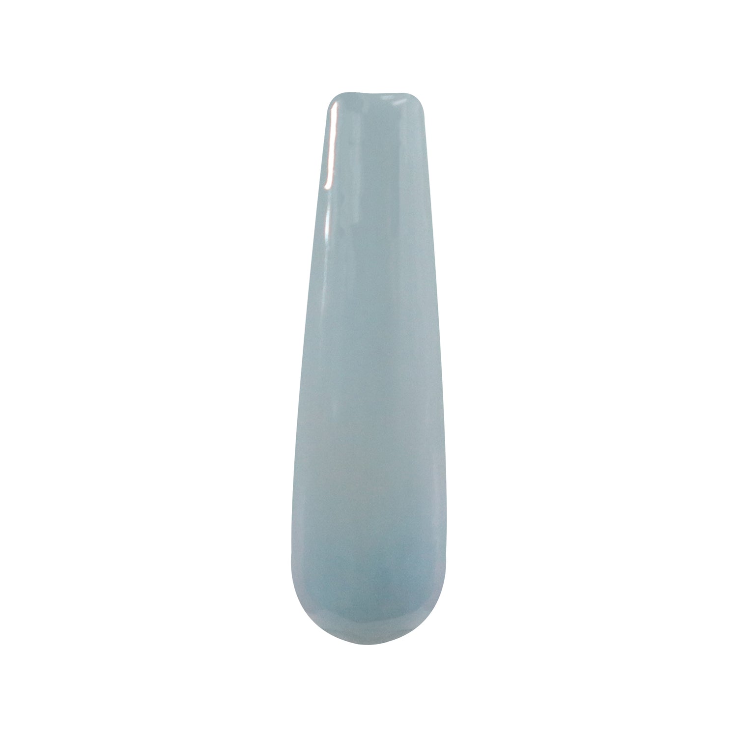 Tall ceramic vase with smooth glossy finish in soft blue lagoon color.