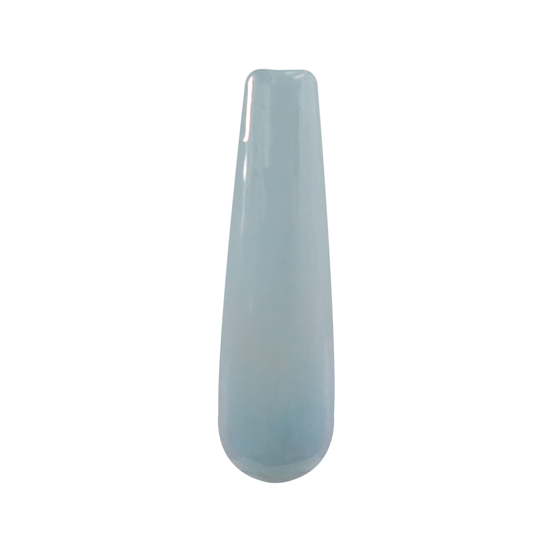 Tall ceramic vase with smooth glossy finish in soft blue lagoon color.