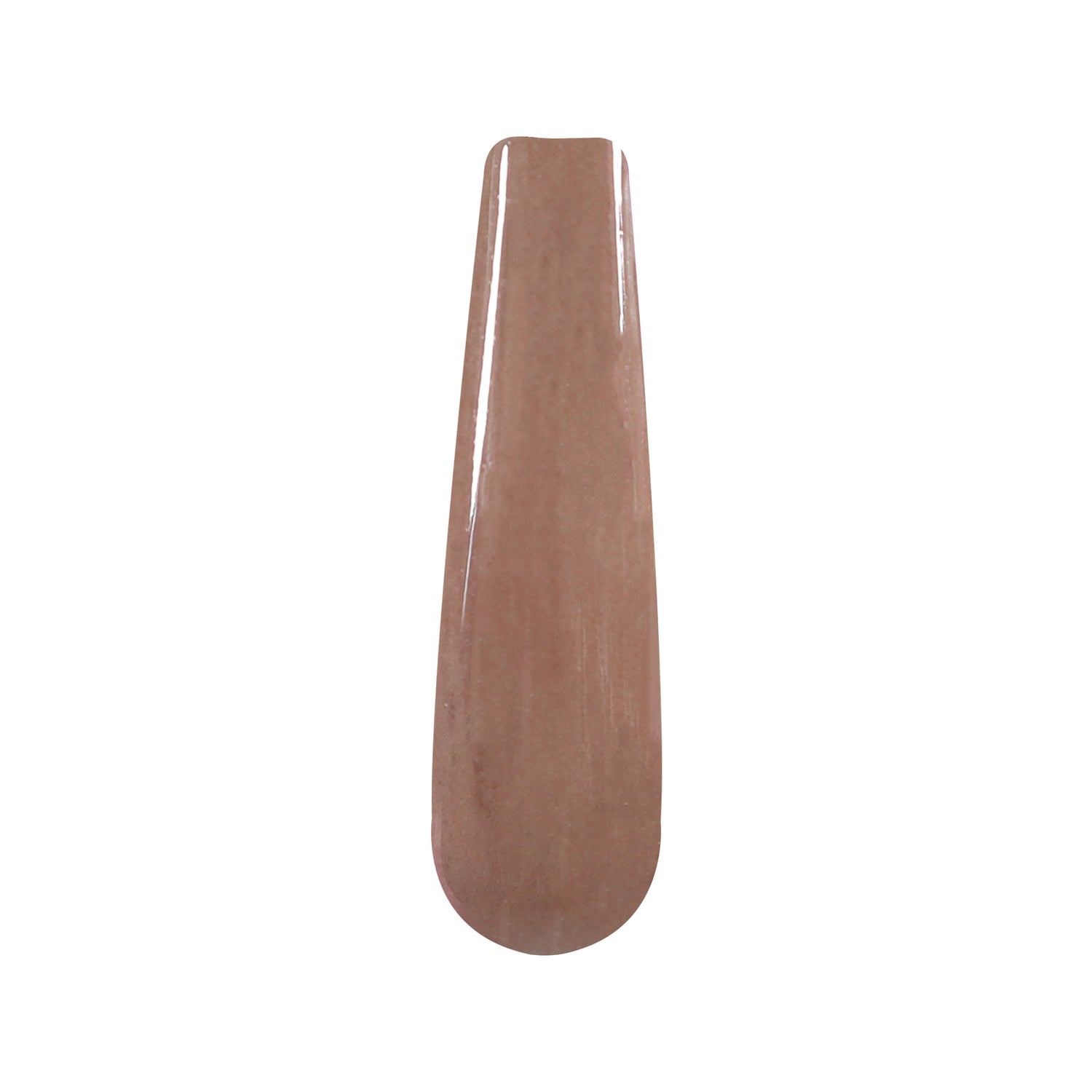 Smooth glossy solid brown nail polish swatch with warm hazel undertones.