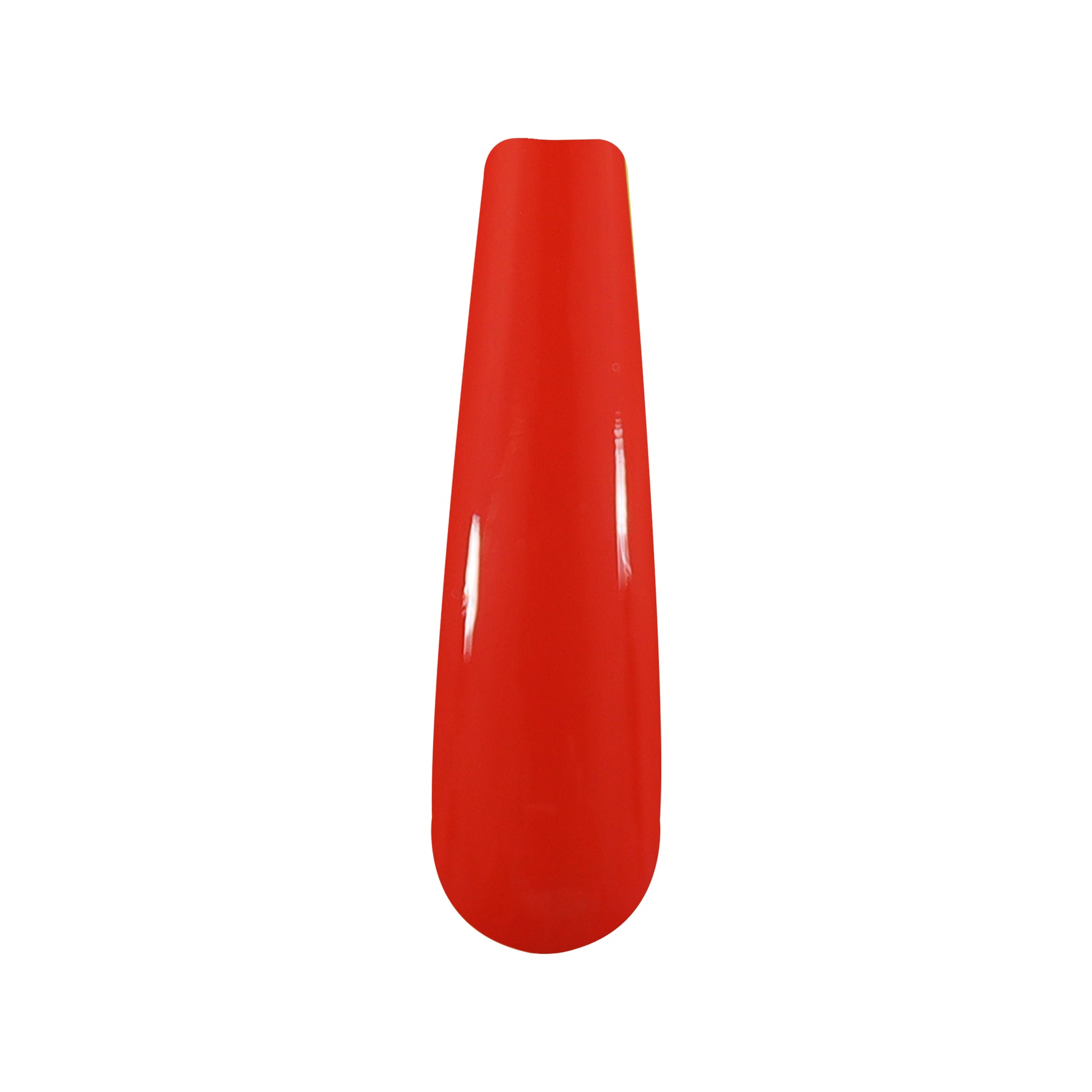 Glossy vibrant neon orange nail dip powder swatch with smooth, solid finish.