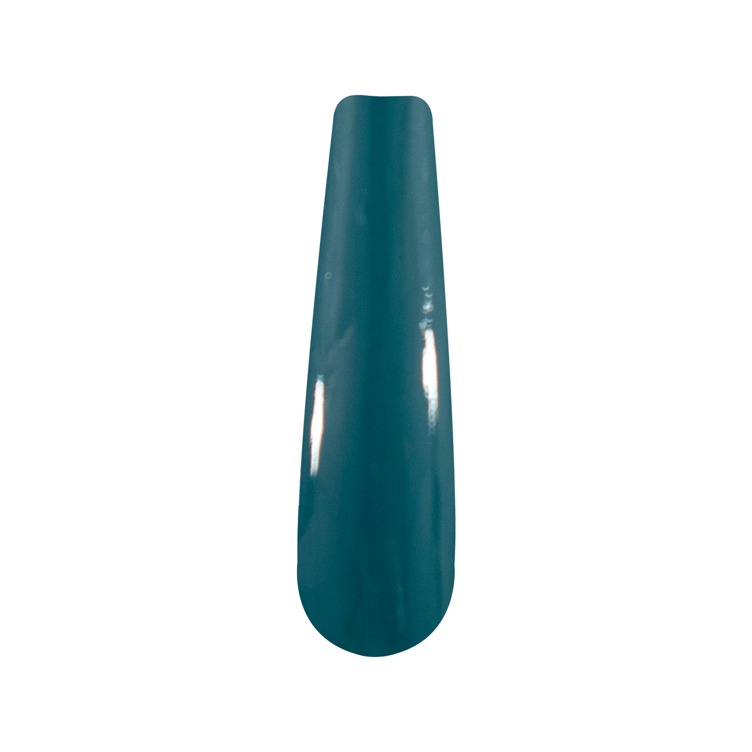 Teal solid dip powder nail polish swatch with glossy finish.