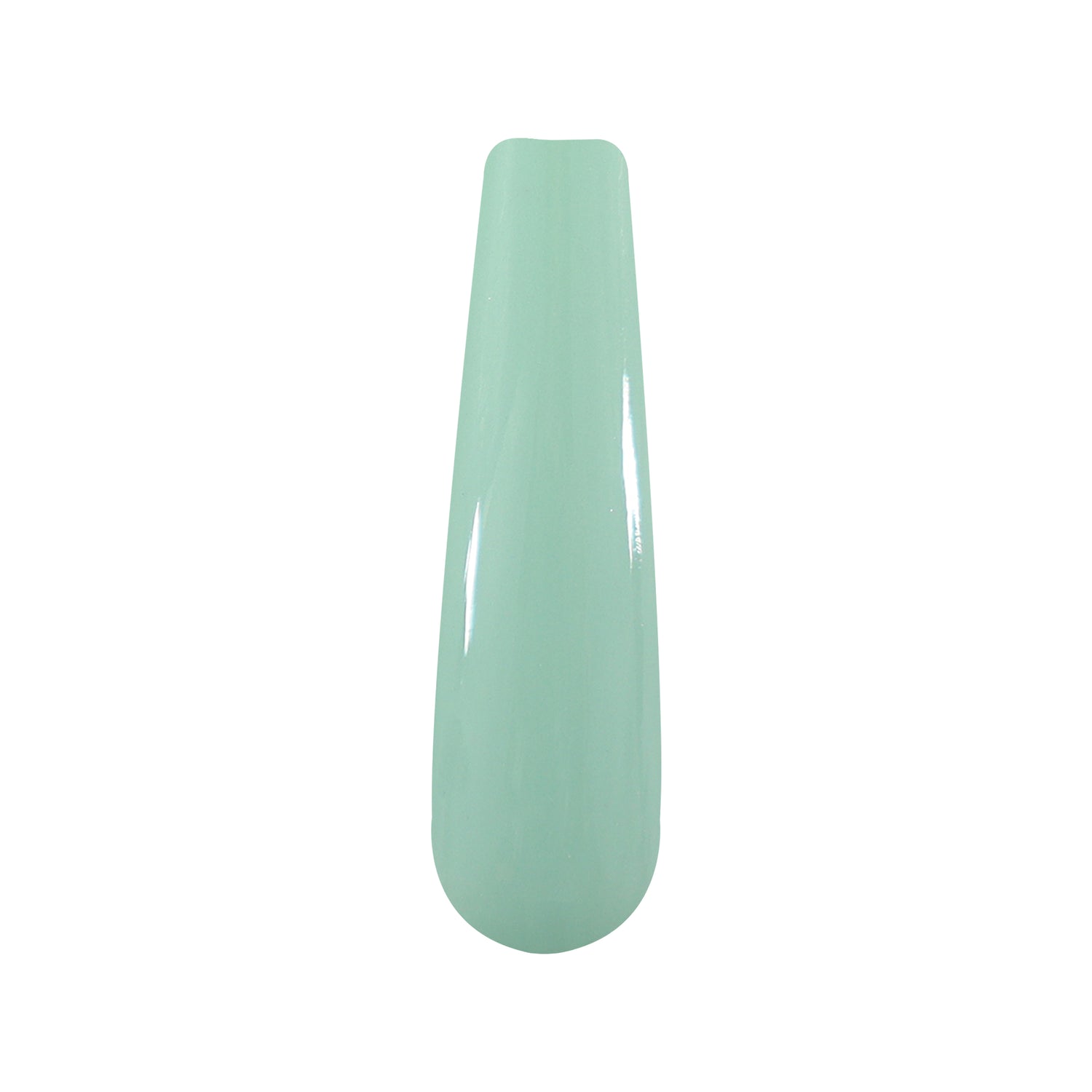 Glossy light blue solid dip powder nail swatch with smooth finish.