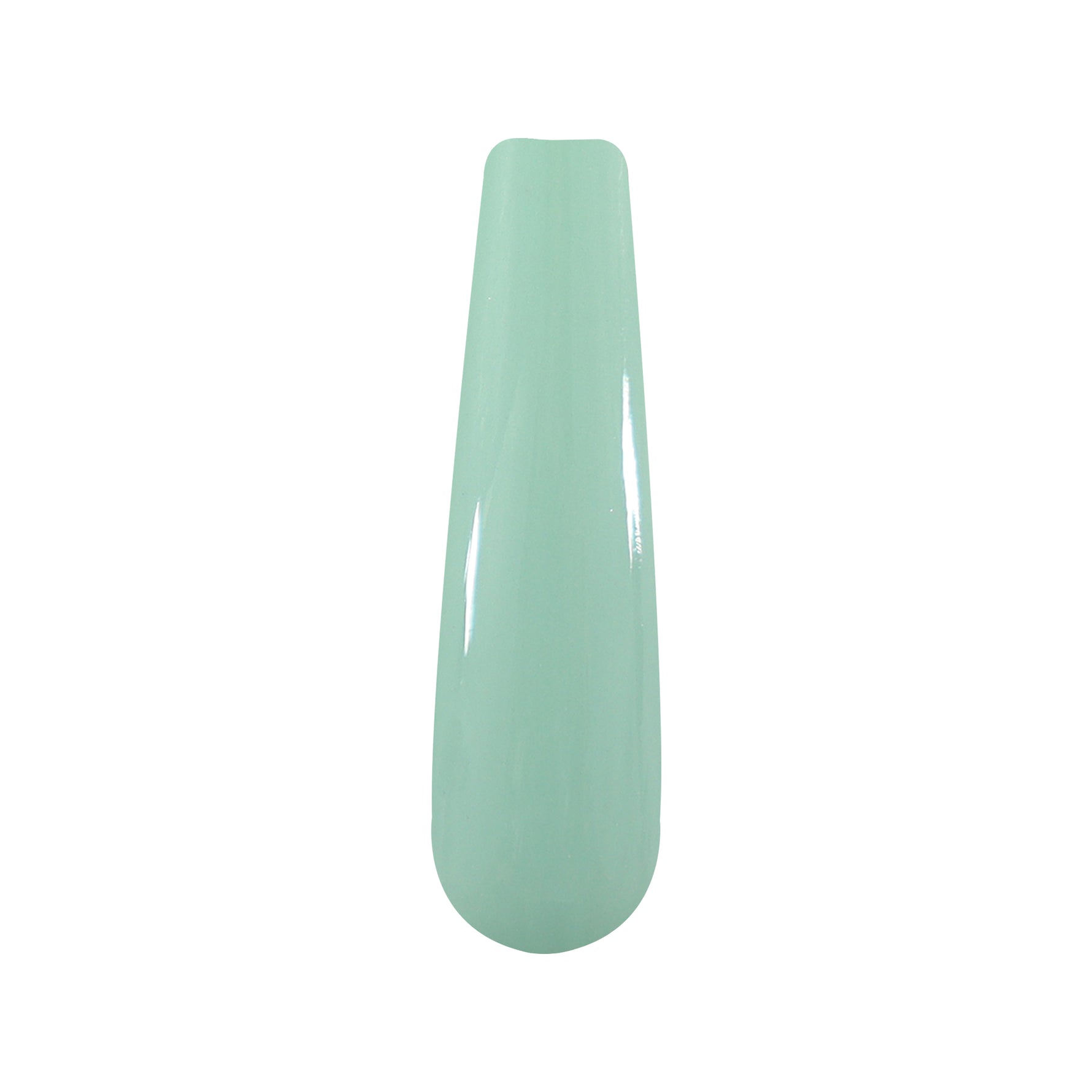 Glossy light blue solid dip powder nail swatch with smooth finish.