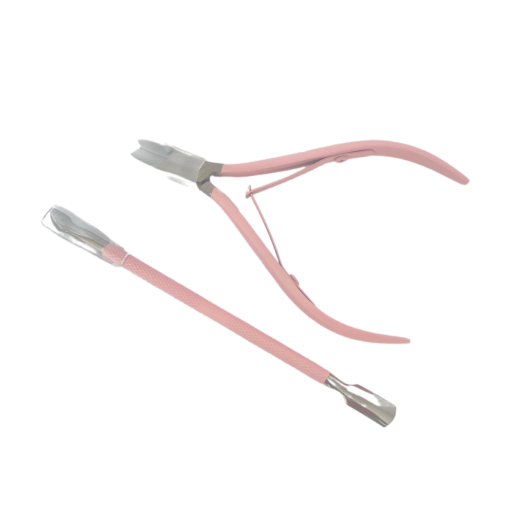 Metal Cuticle Clipper and Pusher - pink